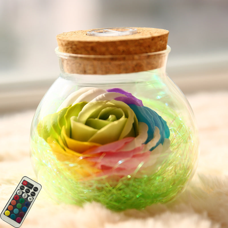 Rose Preserved Soap Flower Wishing Bottle