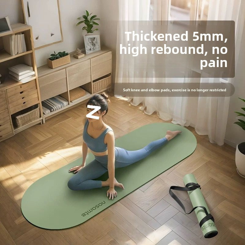 Thickened oval rubber yoga mat